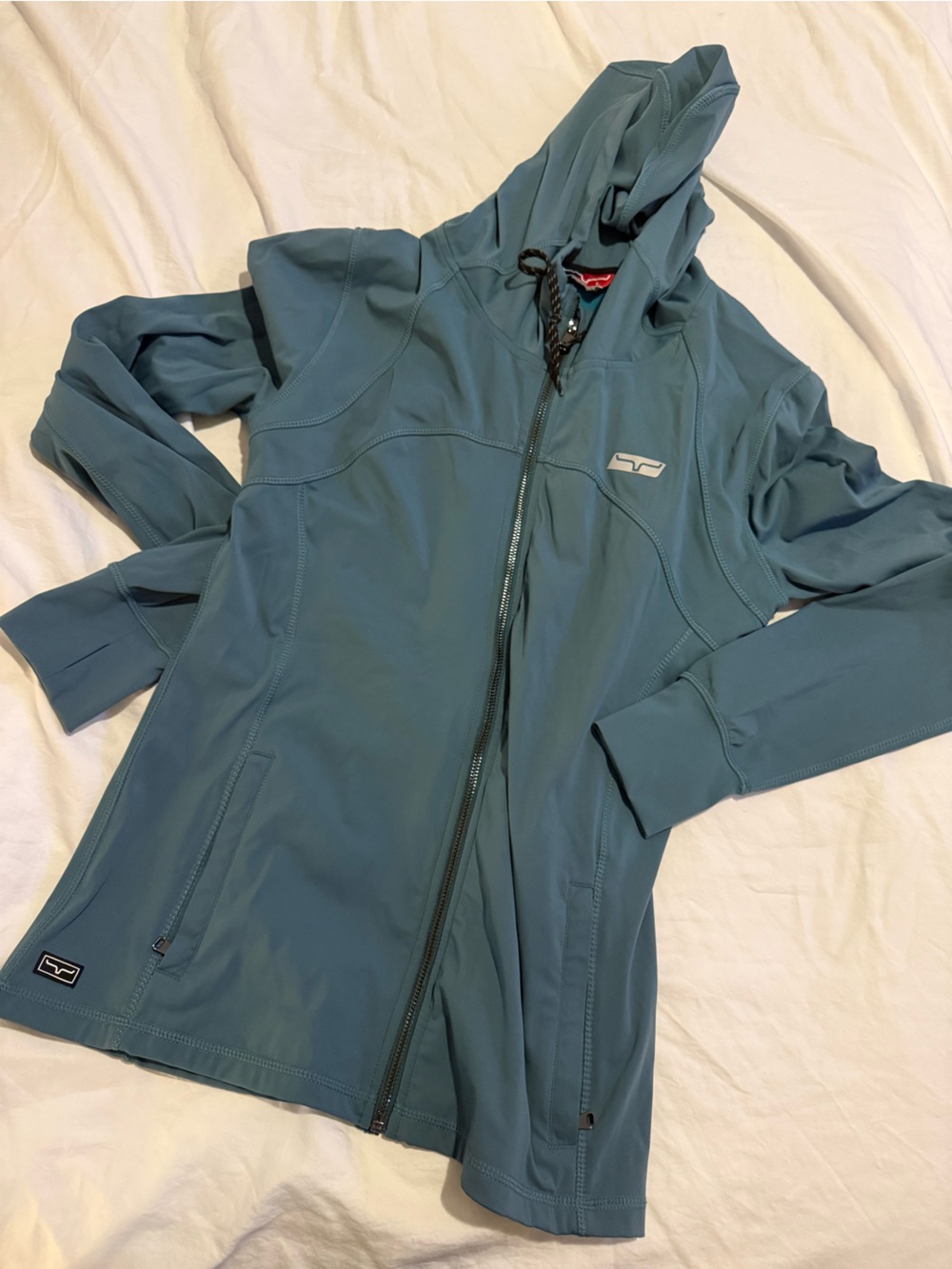 Kimes Ranch Women’s Teal Hooded Jacket EUC 0793